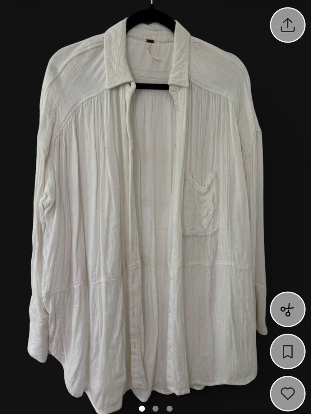 Free People Ivory Relaxed Button-Down Shirt
